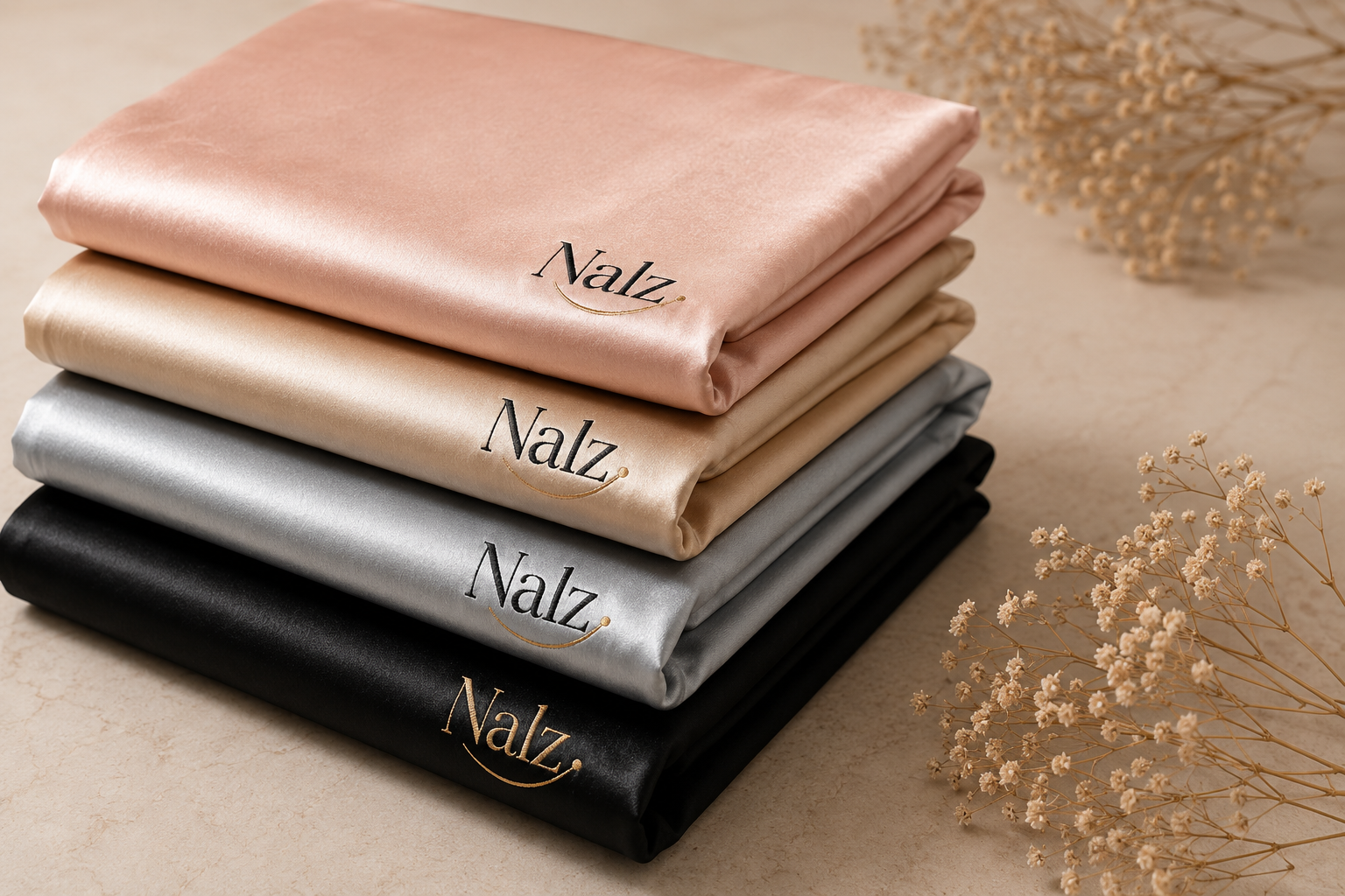 Four silk pillowcase colourways